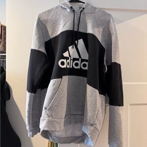 Adidas Men's Black and Gray Logo Hoodie